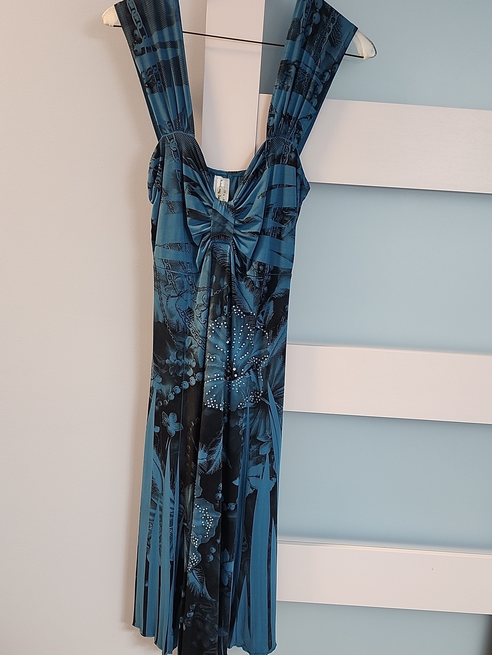 Blue Floral Twist-Front Dress
